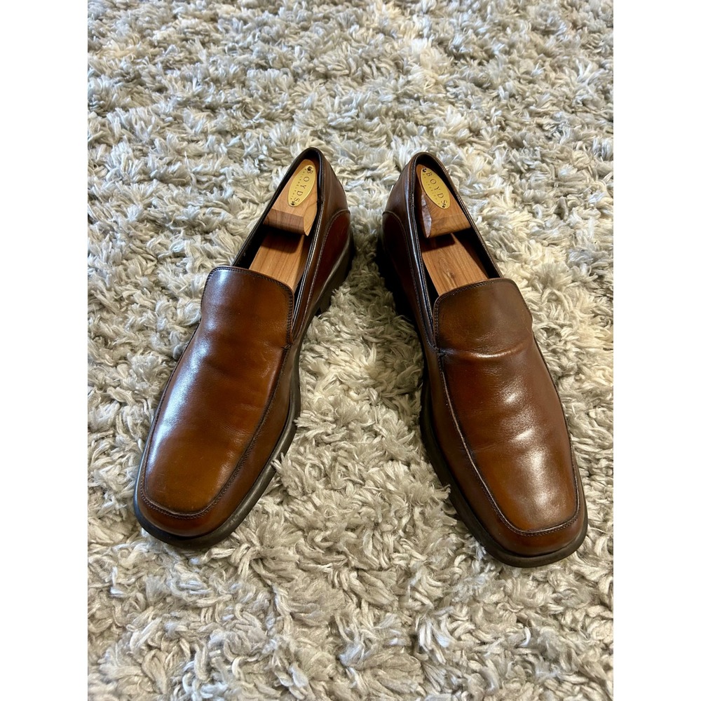 Salvatore Ferragamo Leather Square Toe Lug Sole Loafers in Chestnut Brown sz 13